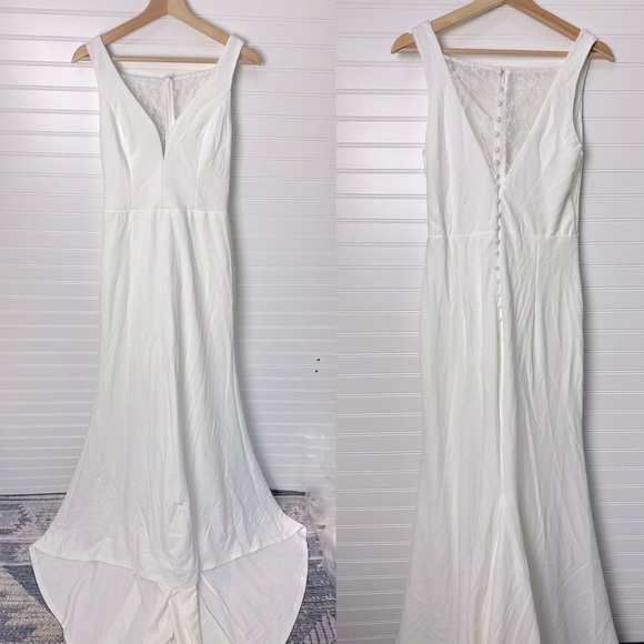 Lulus Long-Lasting Love Ivory Lace V-Neck Mermaid Wedding Dress - Picture 7 of 10